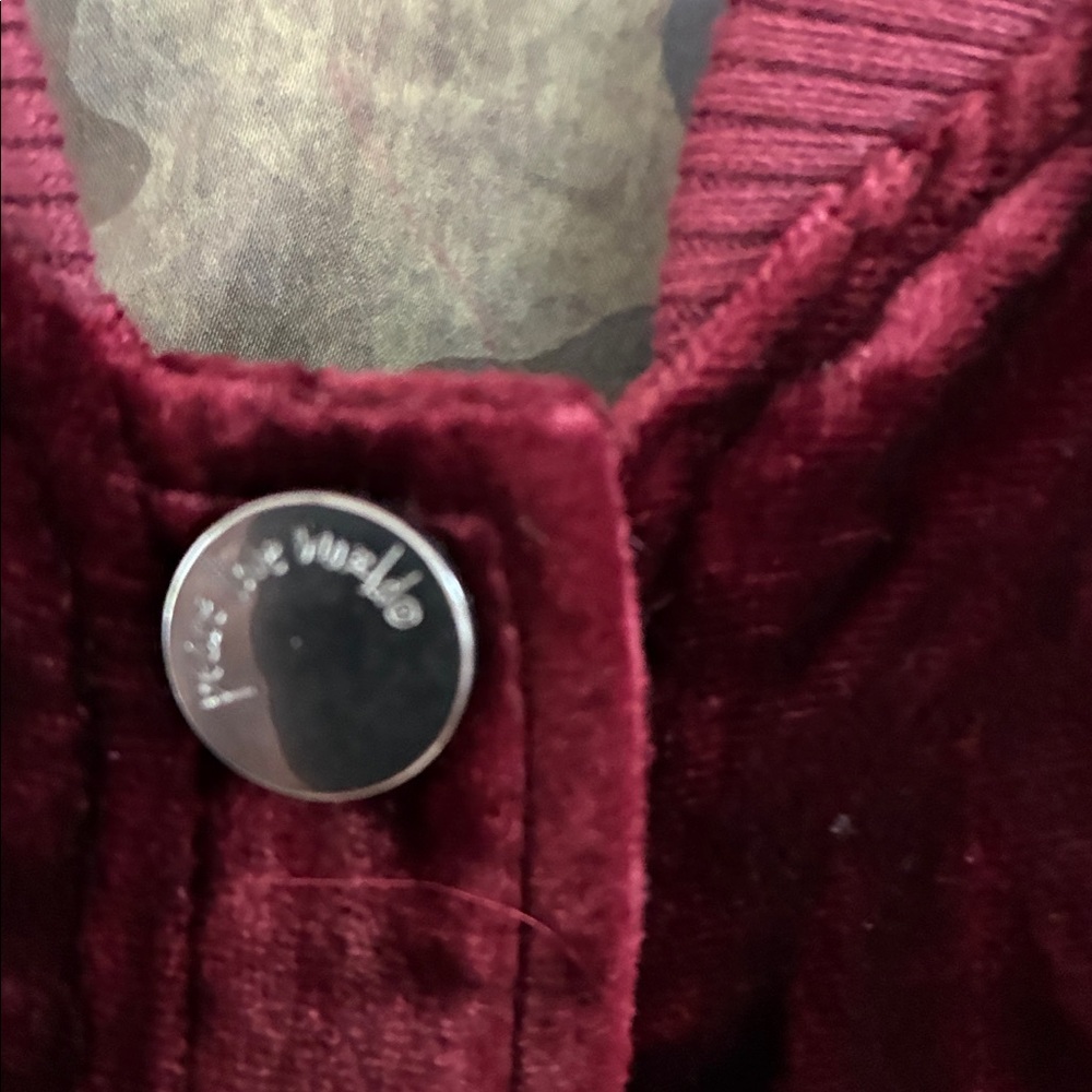 Peace Love world Women's Burgundyy Velvet Bomber Jacket sz XS - Picture 4 of 9